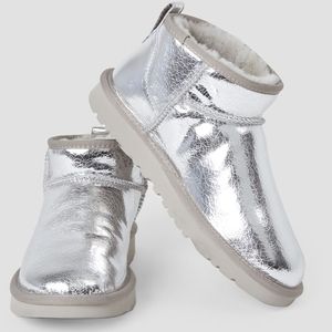 NEW Shiny Leather Snow Ankle Boot (Silver) - Lattelier
